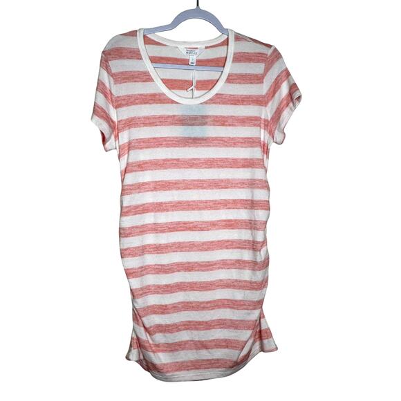 Market & Spruce Maternity T-Shirt Short Sleeve Stretch Crewneck Ruched NWT Small - Picture 2 of 9